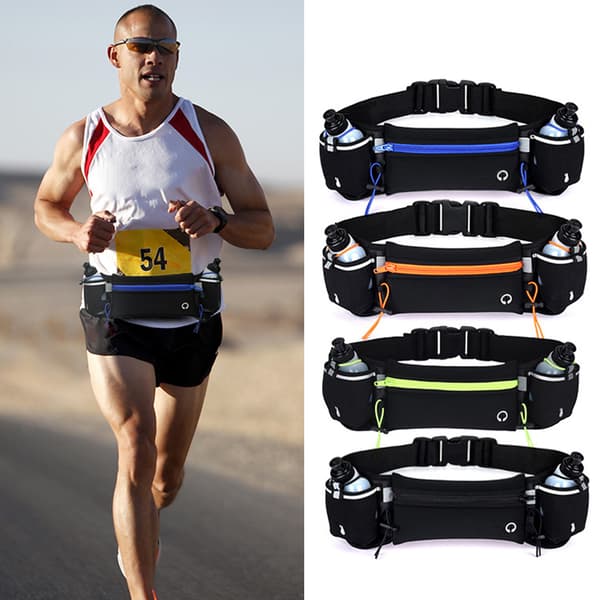 Löparbälte med 2 Vattenflaskor Midjepack Löparbälte för Kvinnor Män Marathon Jogging Cykling Klättring