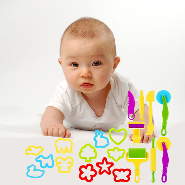 20 stk. Playdough-værktøj i tilfældig farve - Legesæt til børn med forskellige formede Playdough-forme og -ruller