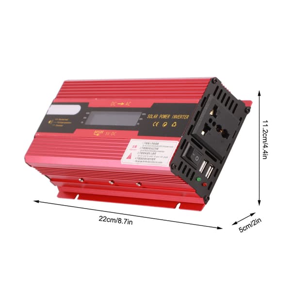 1000W Bærbar Inverter Solcelle-strøminverter til hjemmet (12V til 220V/LCD)
