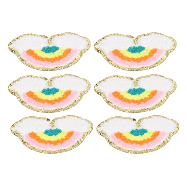 6 stk. Regnbue Patches Lyse Farve Regnbue Sky Mønster Bomuld DIY Broderi Stryge På Tøj Patches