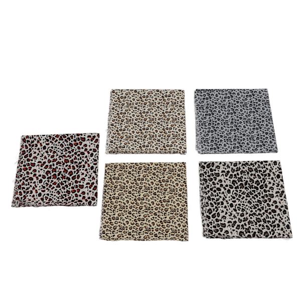 5 stk bomullsstoff med leopardmønster i flere farger, 48x48 cm, mykt å ta på, hudvennlig trykt stoff