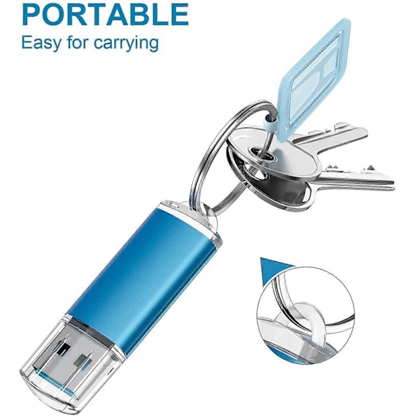 2-pack 64GB USB 3.0 Flash Drive Hög Hastighet 64G USB-minne Minnessticka Jump Drive 64G USB-enhet Zip Drive för PC-laptops, surfplattor, TV-apparater, bilstereo (Blå)