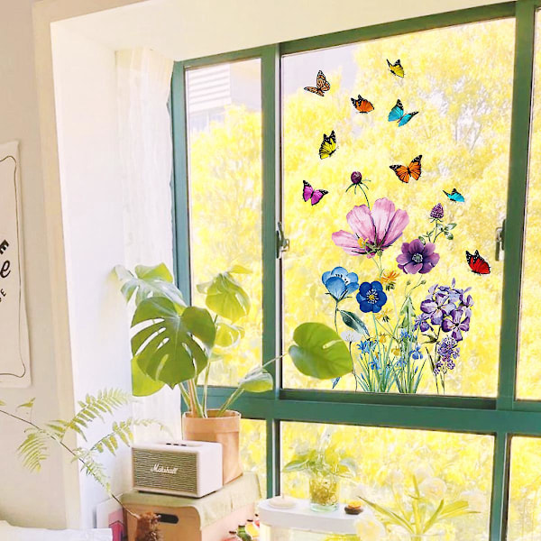 En uppsättning fjärilsblommiga väggdekaler självhäftande för kök sovrum vardagsrum