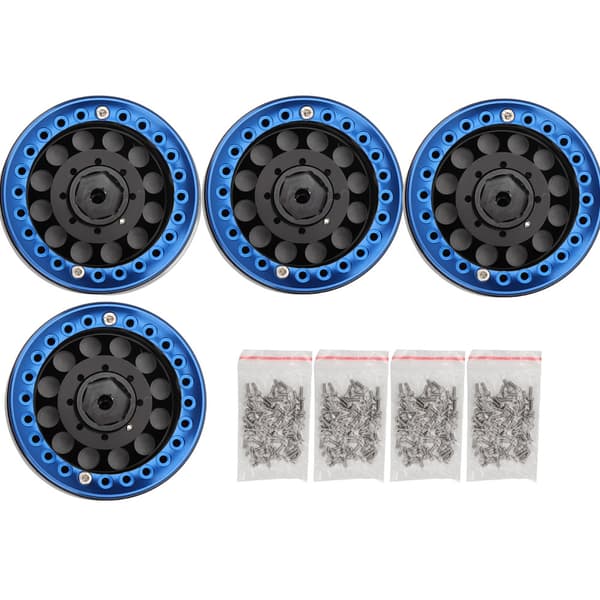 4 stk. 1,9 tommer aluminium Beadlock fælge nav til SCX10 1/10 RC Crawler bil (sort blå)