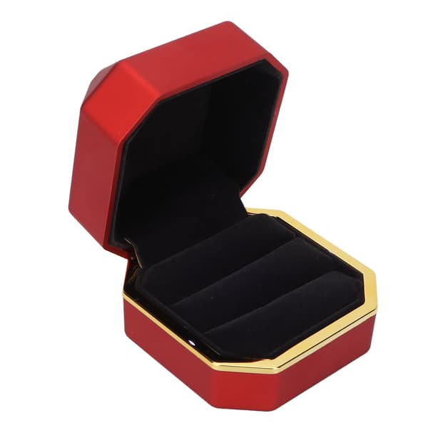 Ring Display Box Flocking Inner Elegant Smyckesskyddande Förvaringspresentförpackning med ljus för förlovning Bröllop Röd