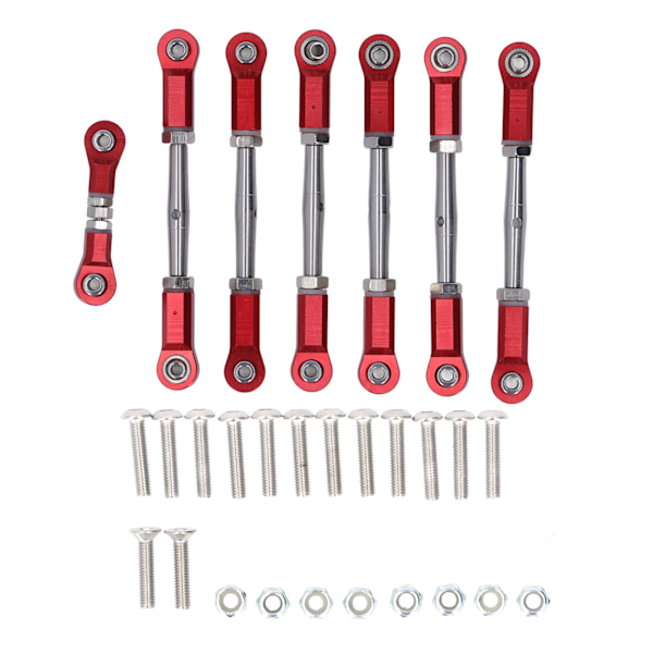 7PCS Justerbar Länkstång i Metall för Traxxas 1/10 RC Bil Justerbar Länkstång Set Röd