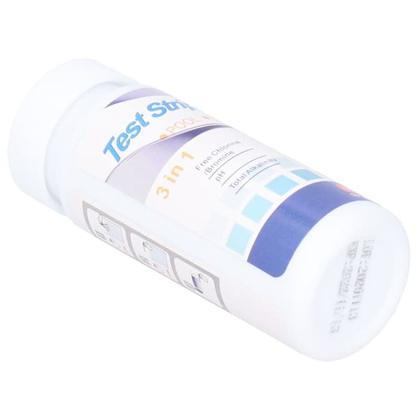 50 stycken 3-i-1 teststickor för spa- och poolvatten, fritt klor/brom, pH, alkalinitet testpapper