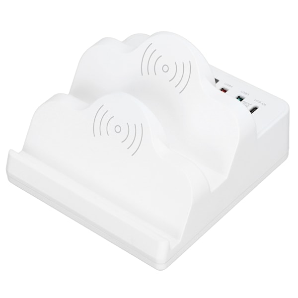 Trådløs ladestasjon USB ladestasjon Dock QC3.0 PD hurtiglading med display for flere enheter UK-plugg 100‑240V