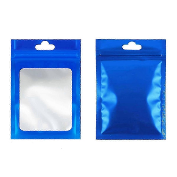 100 Stykker Mylar Pose Genanvendelig Lækagesikker Forseglings Smykketaske (13X21CM, Sort) blå