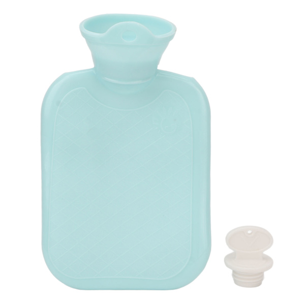 500ml varmvattenpåse Förtjocka mjuk PVC Tryckbeständig Explosionssäker Bärbar Varmvattenflaska för Hand Rygg Hals Blå