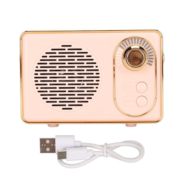 Retro Bluetooth 5.0 Högtalare Vintage Mini Bluetooth Högtalare Minneskort AUX USB Laddningsbar MP3-spelare för Camping Fest Present Rosa