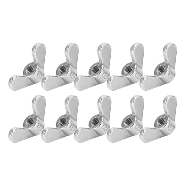 10 stk vingemuttere 304 rustfritt stål M6 sommerfuglfestedeler Assorterte sett for maskiner