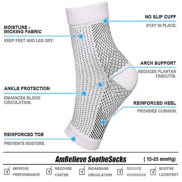 Soothe Neuropathy Kompressionsstrømper - Hvid - S/M