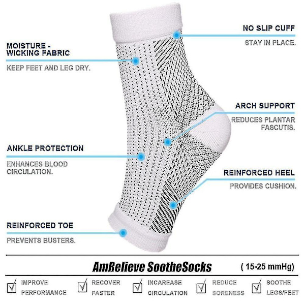 Soothe Neuropathy Kompressionsstrumpor - Vita - S/M