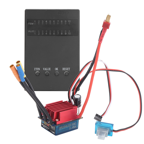 35A borstlös ESC programmeringskort elektriskt hastighetsreglage set passar för 1/14 1/16 RC bil