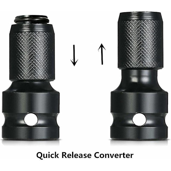 2-pack 1/2\" Fyrkant till 1/4\" Hex Hylsadapter, Snabbkopplingsadapter för Slagspärrchuck och Skruvmejselbitshållare