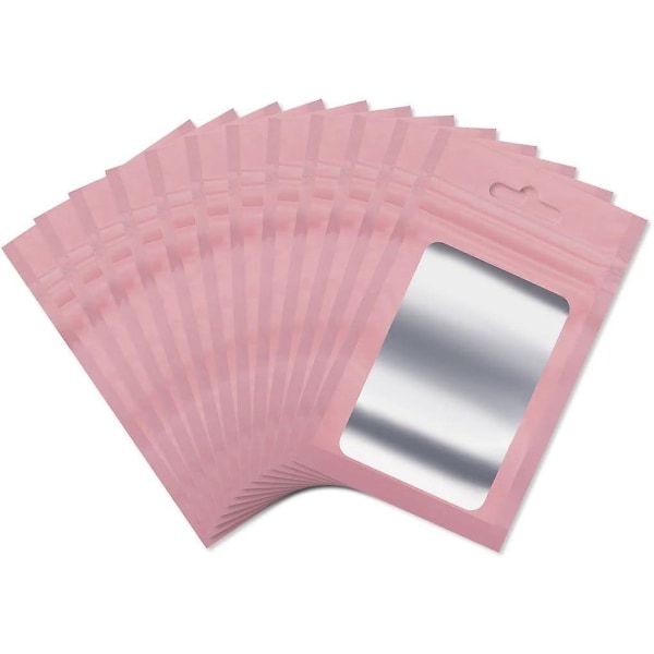 200 vaaleanpunaista alumiinista muovipussia (8 x 13 cm)