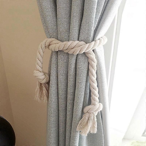 Beige Minimalistisk Tyk Bomuldsgarn Gardiner Tieback Snor