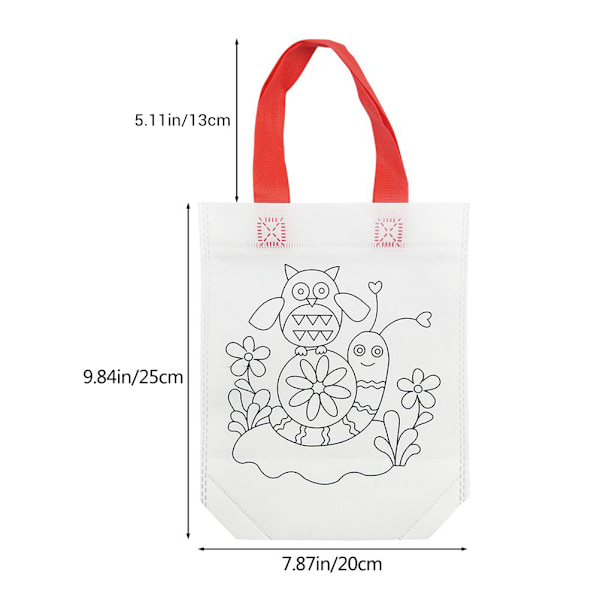 12 stk. DIY Graffiti Tote Bag Non Woven Bæreposer for Barn Kunst og Håndverk Fargefylling Festgave
