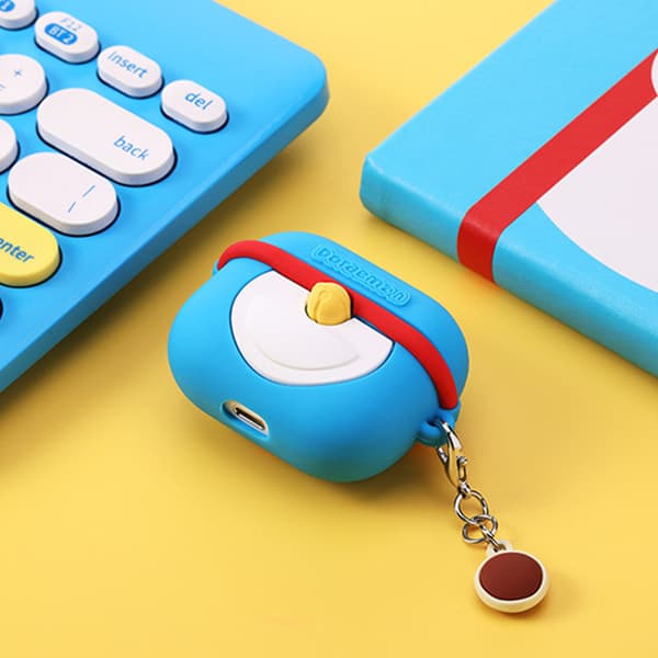 Tegneserie Bluetooth øretelefoncover Silikone Sød Doraemon Trådløst Bluetooth øretelefonetui Blå til IOS Earbuds Pro