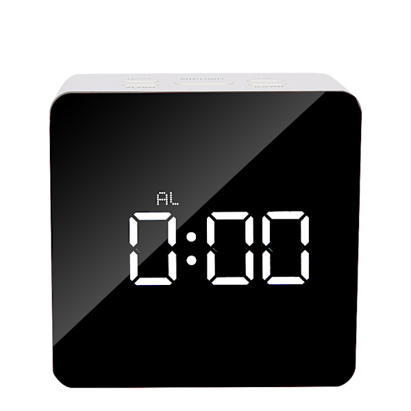Multifunktionell LED-väckarklocka Skrivbordsmakeup Spegel Timer Digital klocka