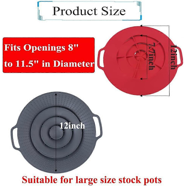 Lock för kastruller Spill Stopper-lock - Tjockare silikon Spill Stopper, FDA-godkända lock för matlagning, BPA-fria Instant Pot-lock, passar öppningar