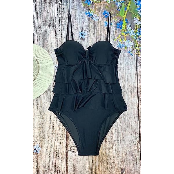 Flad mavepolstret, rygløst Bandeau Push-up Tankini badedragt til kvinder