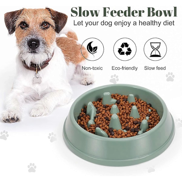 Slow Feeder Hundeskål til Små og Mellemstore Hunde Katte Skridsikker Langsom Spisning Sund Hvalpeskål Puzzle Maze Fun Feeder, Grøn