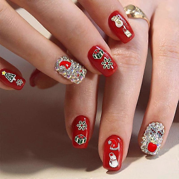 240 st Jul Nagel Strass 3D Akryl Nageldekorationer Glitter Ornament Nagelaccessoarer för Manikyr CR08