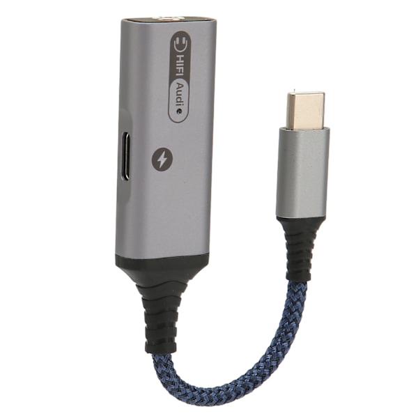 USB-C till 3,5 mm Hörlurar och Laddare Adapter 2 i 1 Typ C till Aux Ljuduttag och PD 60W Snabbladdning Delare Kabel