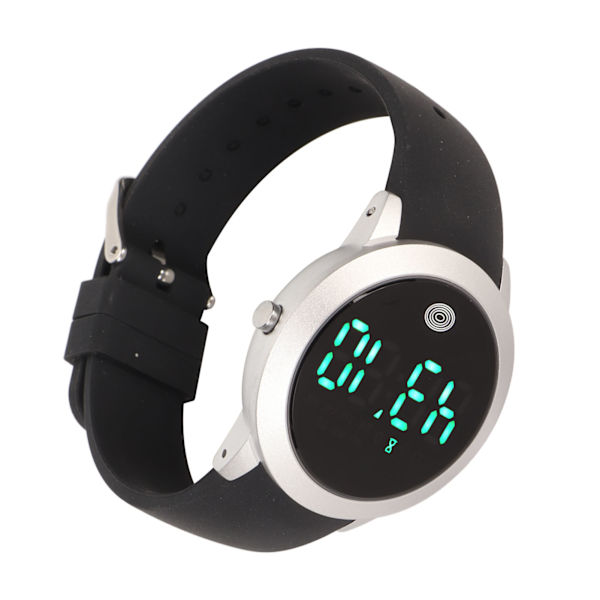 Digitalt vandtæt ur Multifunktionelt stilfuldt farveberøringsskærm Countdown Timer 12 24 timers sportsur Silver Shell Black Belt Small