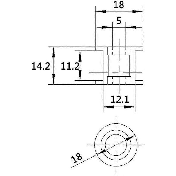 GT GT2 Remhjul i Aluminium, 6mm 10mm Bredd, Synkronrem (5-pack) (10MM - 20T - 5mm Hål, Med Tand)