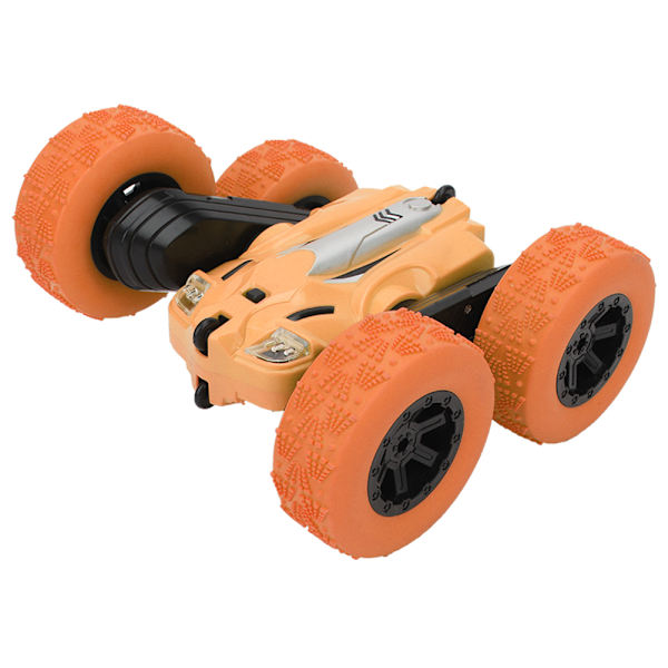Fjärrkontroll Mini Plast Ljus Dubbelsidig Elektrisk 360° Rotation Bil Barnleksak (Orange)