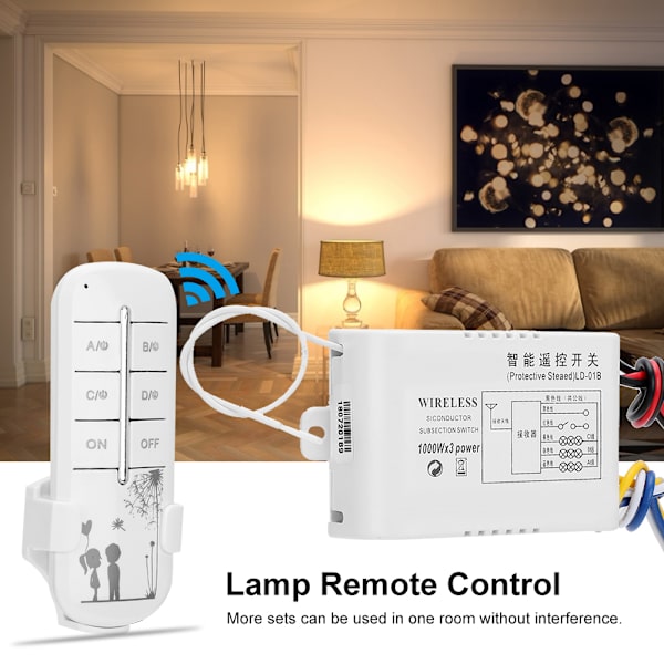 3-vägs trådlös fjärrkontroll Ljusbrytare 220V väggmonterad smart lampa PÅ/AV