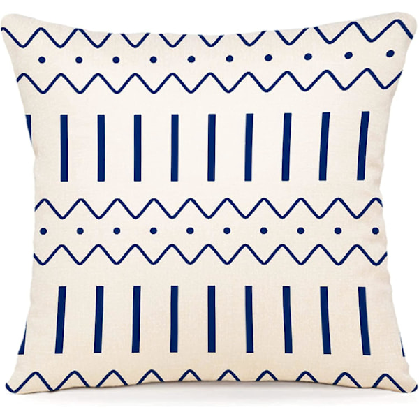 Blå dekorativa kuddfodral i linne - Set om 4, 45x45cm, för soffa eller utomhusbruk