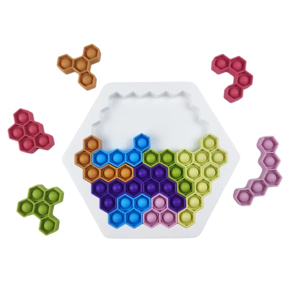 Hexagon Push Bubble Sensorisk Legetøj Autisme Særlige Behov Stressaflastende Silikone Dekompression Legetøj Vaskbart Byggeklods Puslespil til Børn