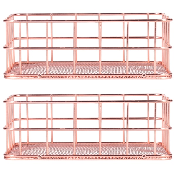 2 STK Nordic Simple Rose Gold Smedejern Opbevaringskurv Desktop Organizer ContainerS