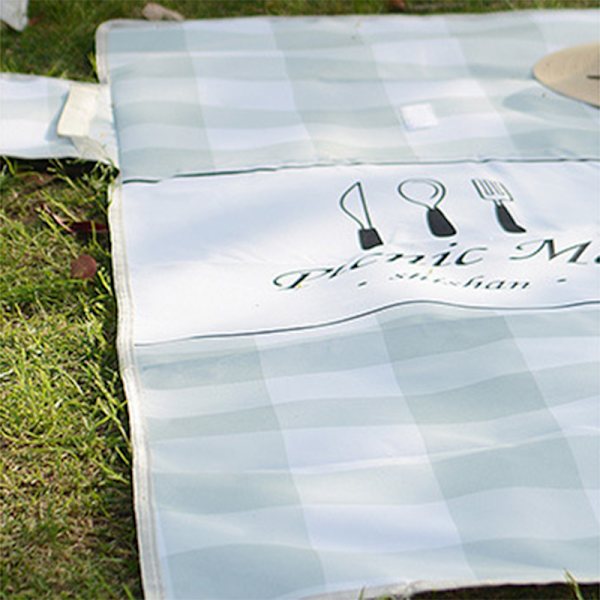 Piknikviltti Skandinaavinen Tyyli Ruudullinen Paksuuntunut Oxford Kangas Taitettava Piknik Matto Multiplayer Ulkoilma Harmaa Vihreä 150x200cm/59.1x78.7in