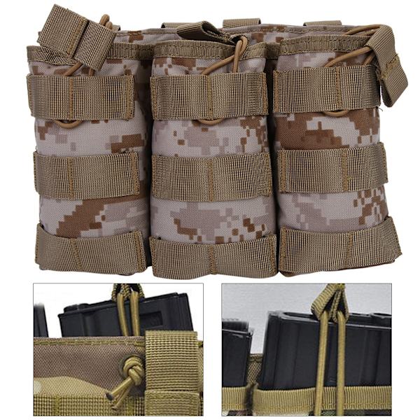 Triple Open Top Magazine Molle Pouch Militærtaske til vest udendørs tilbehør (DD)