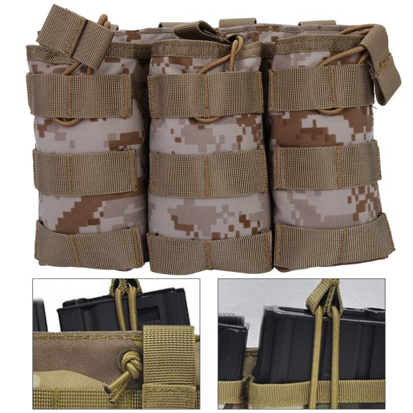 Triple Open Top Magazine Molle Pouch Militärväska för väst utomhustillbehör (DD)