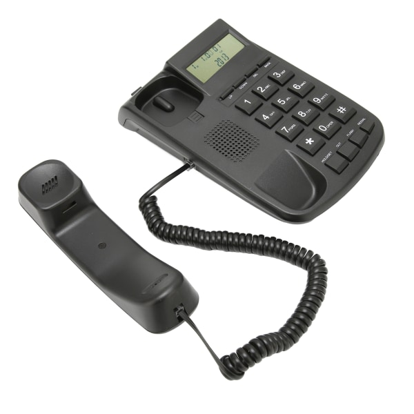 Telefon med sladd Nummerpresentation Stora knappar Volymjustering Väggfäste Skrivbordstelefon med sladd med LCD-bakgrundsbelysning
