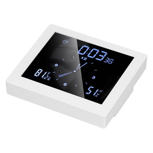 5-tums väggduschklocka digital timer larm temperatur luftfuktighetsdisplay vattentät för hemmabadrum vit