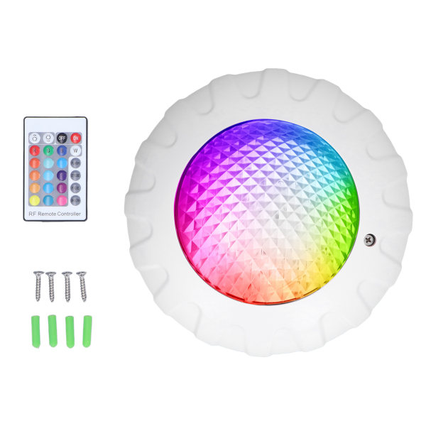 LED poollys DC12V/38W med fjernbetjening IP68 Vandtæt RGB farverig energibesparende poollampe til damfontænepool