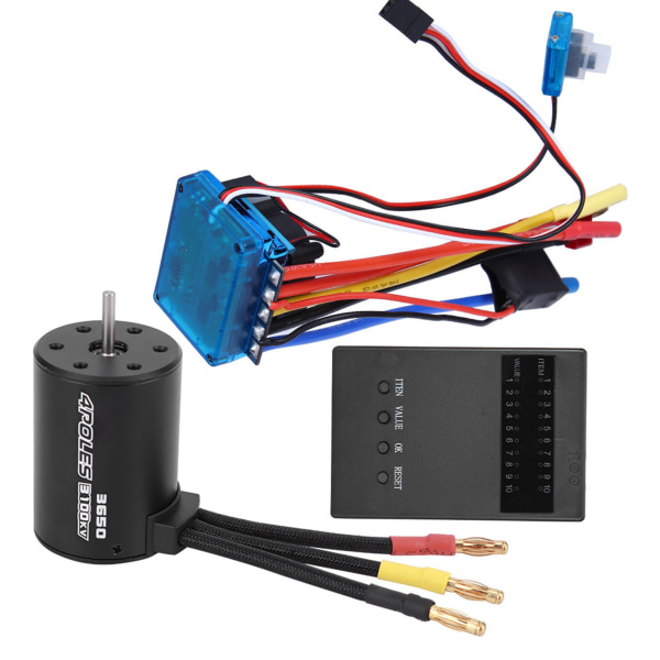 3650 Motor 3100Kv Borstlös ESC Programmeringskort Set för 1/10 RC Bil Reservdel (120A )