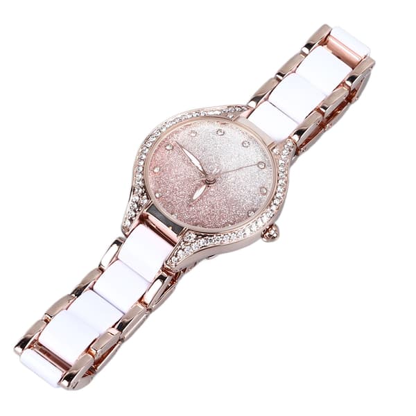 Dam Quartz Klocka Trendig Elegant Rostfritt Stål Armband Strass Bling Damklocka för Vardagsbruk