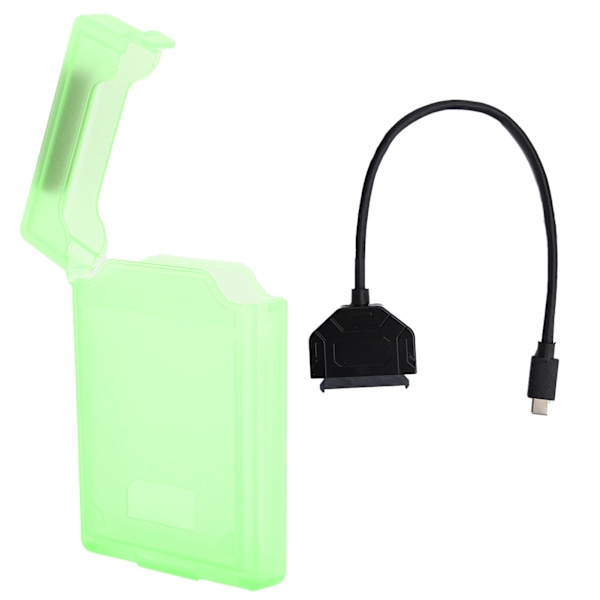 Beskyttelsesbokssett for harddiskadapter for SATA Type C USB3.0 2.5in HDD/SDD bærbar tilbehør grønn