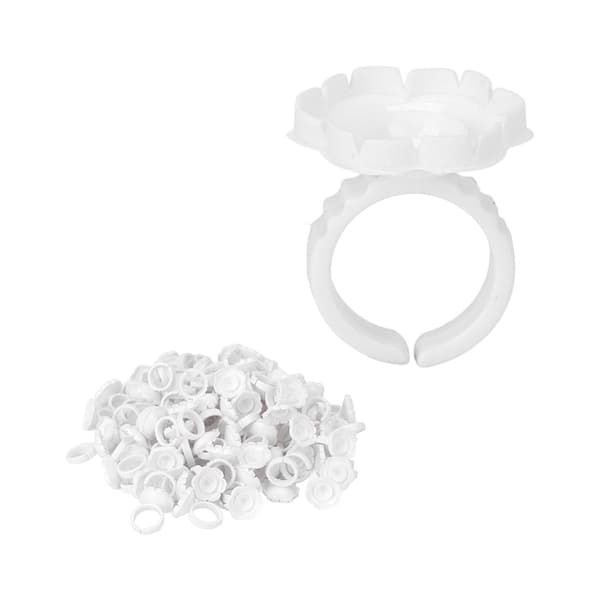 100 st blomlimringar ögonfransförlängningslimkoppar verktygshållare för ögonfransförlängningar Vit