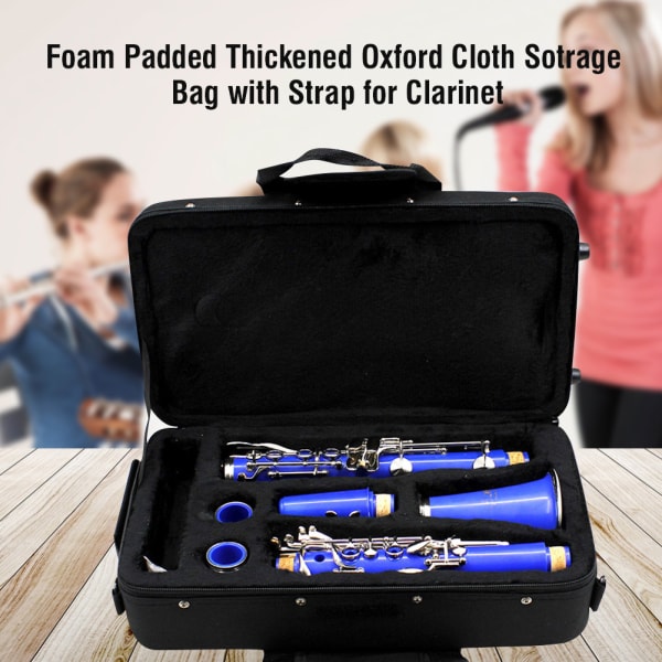 LADE Black Foam Polstret Tykket Oxford Cloth Sotrage Bag med stropp for klarinett