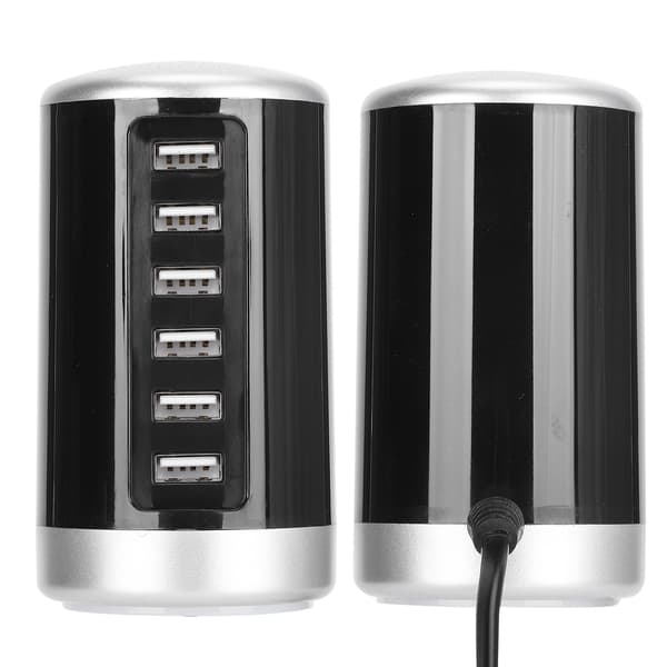 US Plug 100-240V 6-porters USB-tårnladestasjon 30W hurtiglader strømadapter