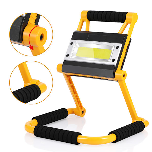 20W uppladdningsbar LED-stativlampa, hopfällbar bärbar lampa, inbyggt batteri 4400 mAh, gult stativ